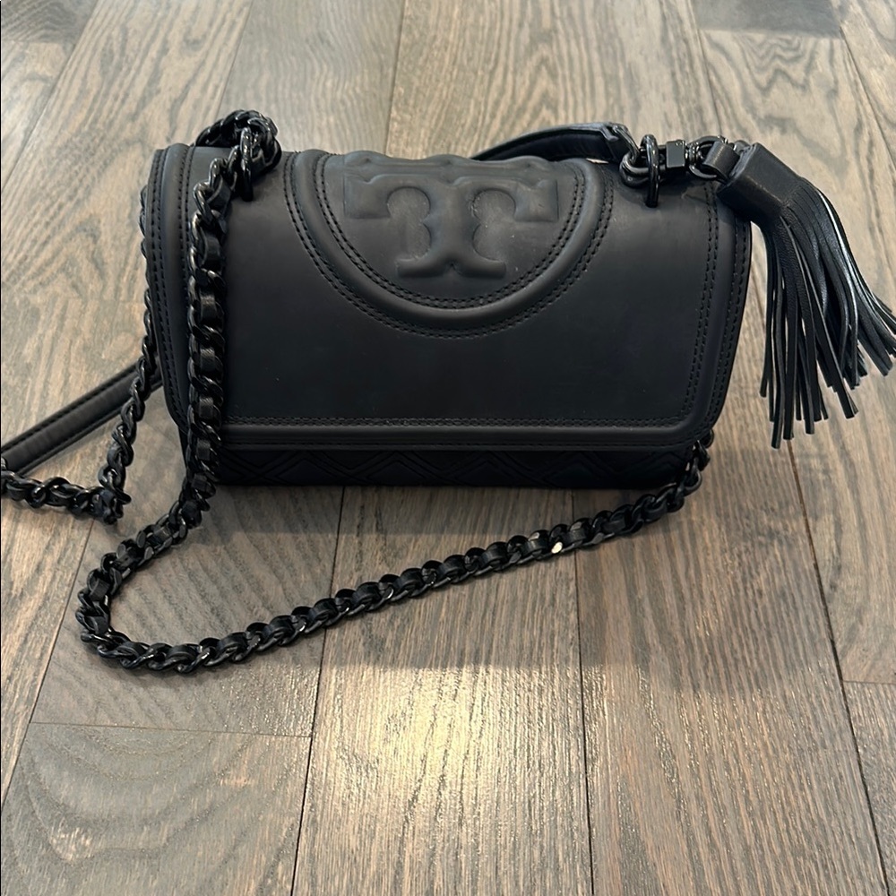 Tory Burch small Fleming matte black convertible Women's Bag